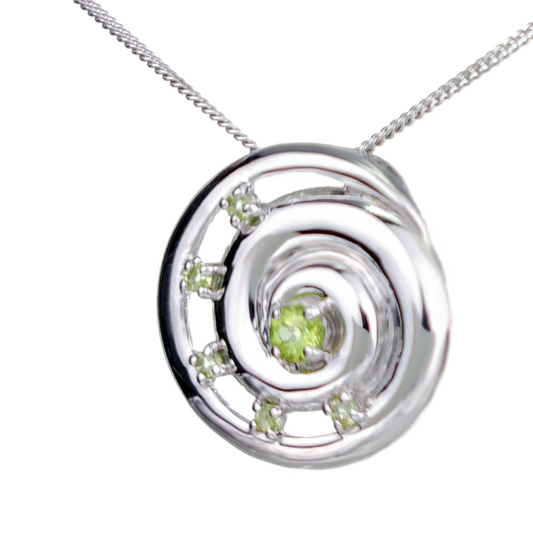 Peridot Ammonite Pendant Sterling Silver