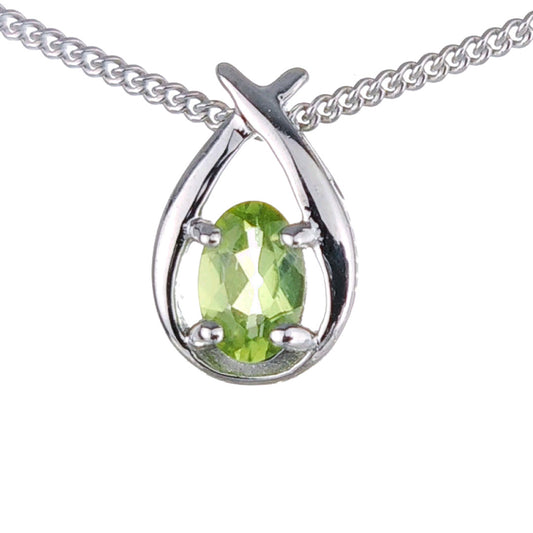 Peridot Necklace 0.5ct Pear Green Twist Pendant