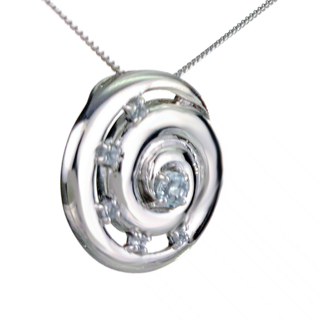 Topaz Necklace 0.5ct Ammonite Blue Pendant Sterling Silver