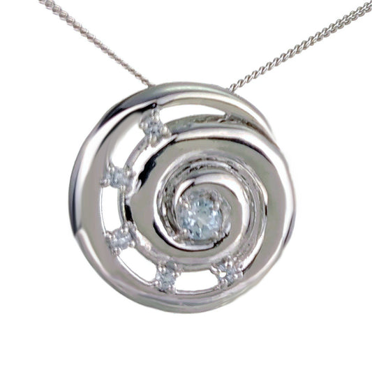 Topaz Necklace 0.5ct Ammonite Blue Pendant Sterling Silver