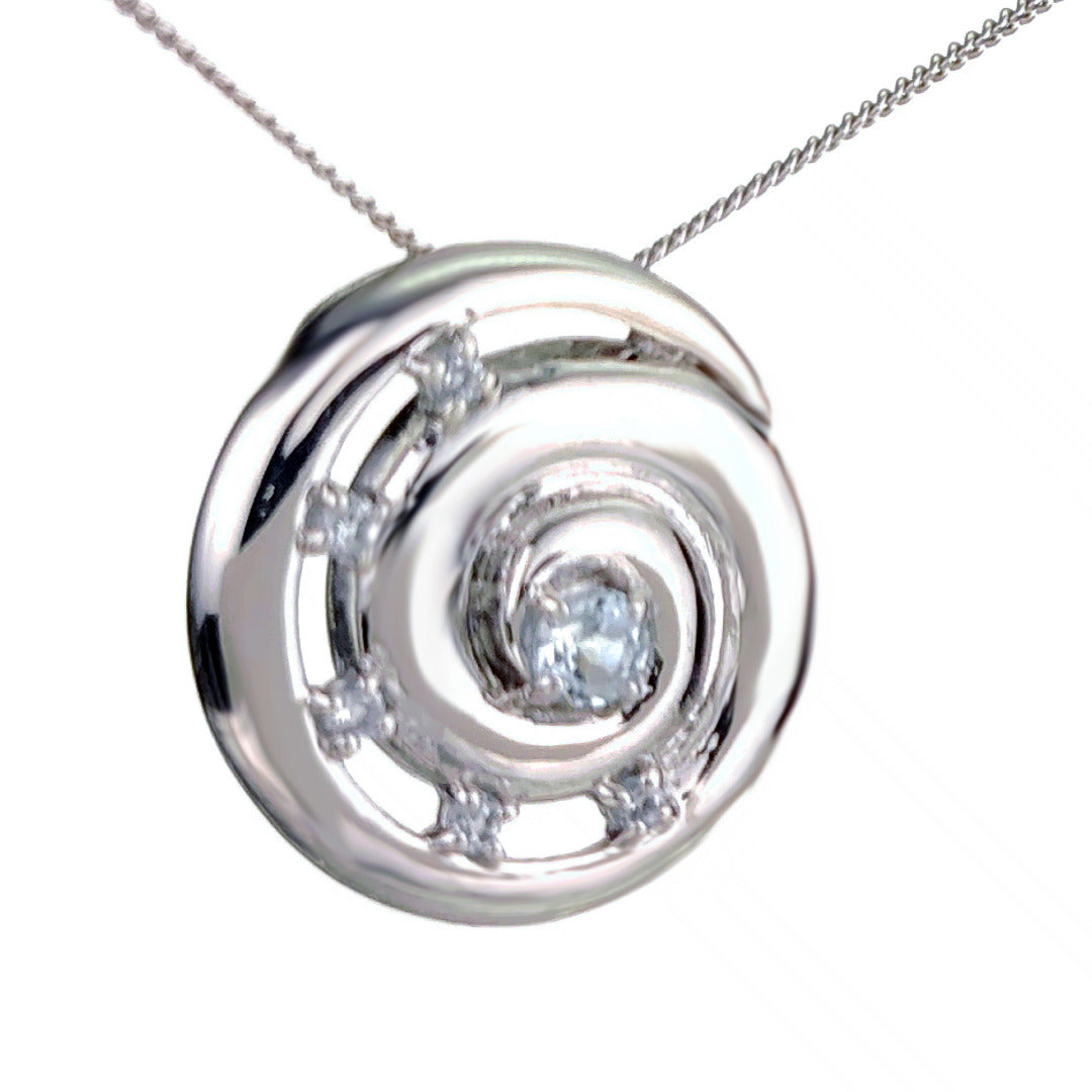 Topaz Necklace 0.5ct Ammonite Blue Pendant Sterling Silver