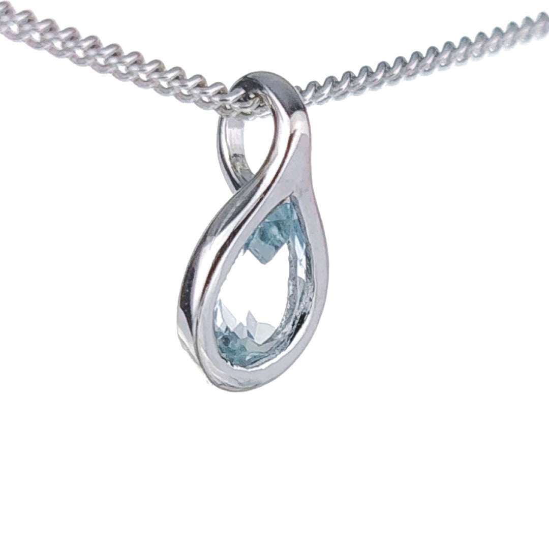 Topaz Necklace 0.5ct Pear Blue Pendant Silver December Birthstone