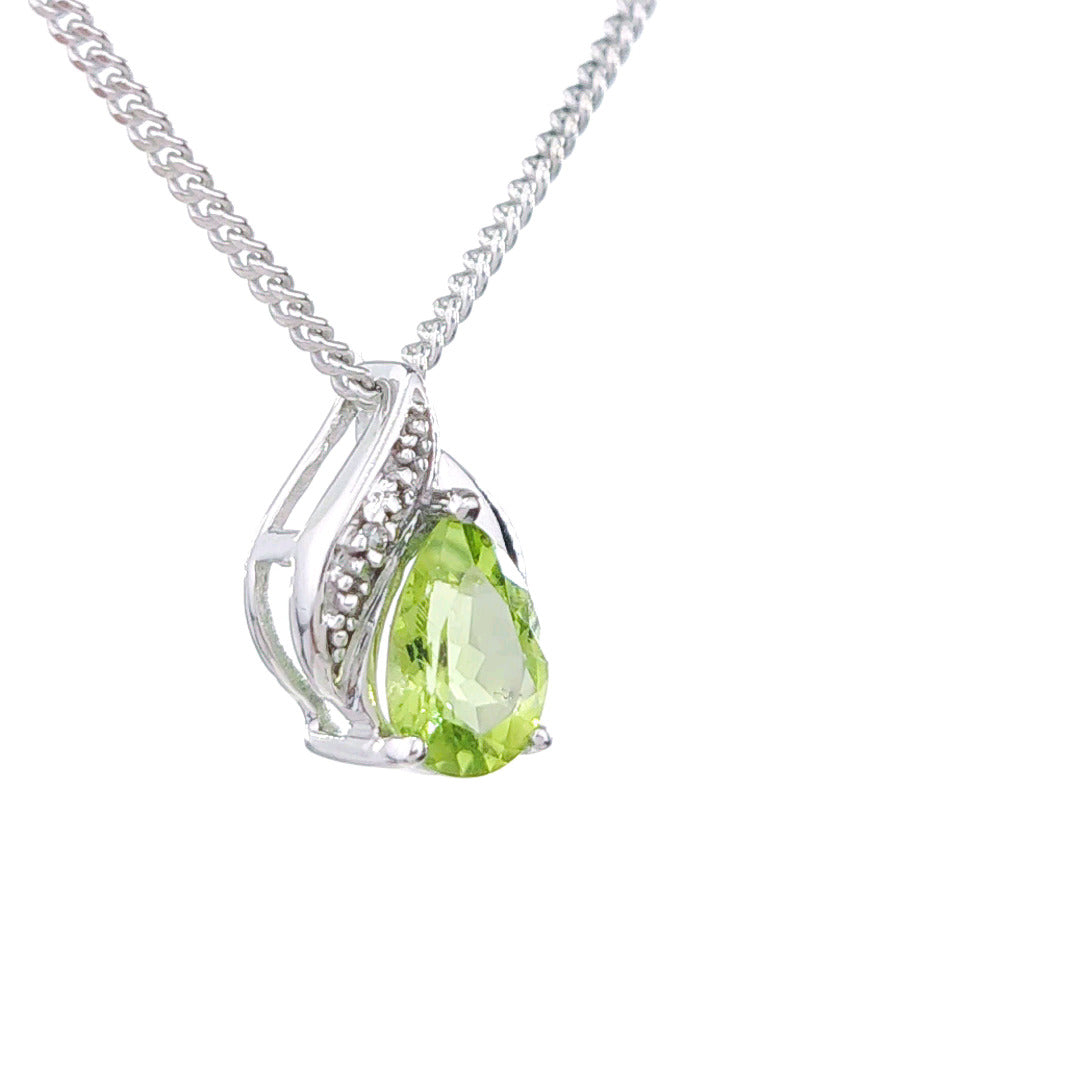 Peridot Necklace Diamond 1ct Pendant Sterling Silver