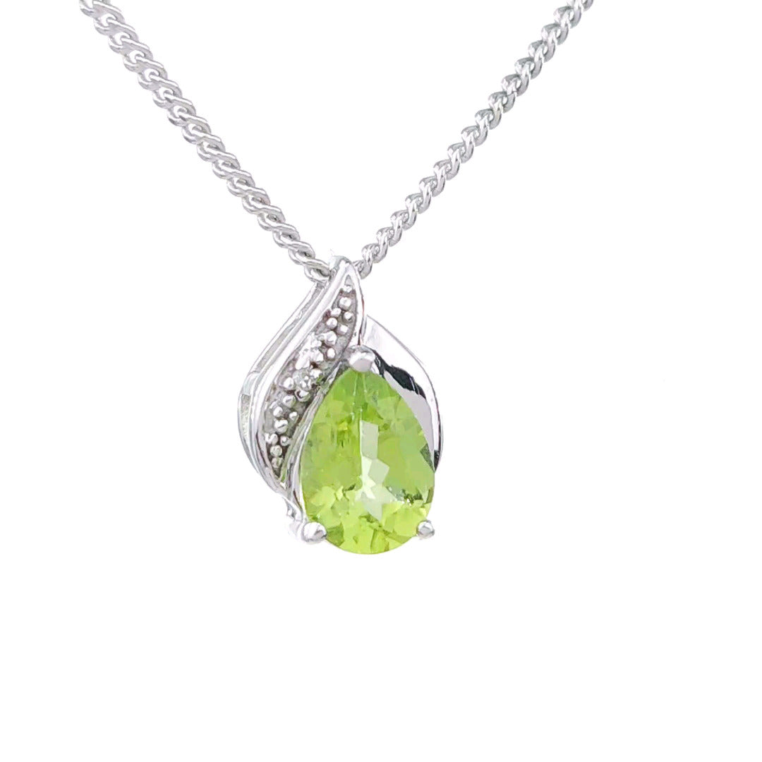 Peridot Necklace Diamond 1ct Pendant Sterling Silver