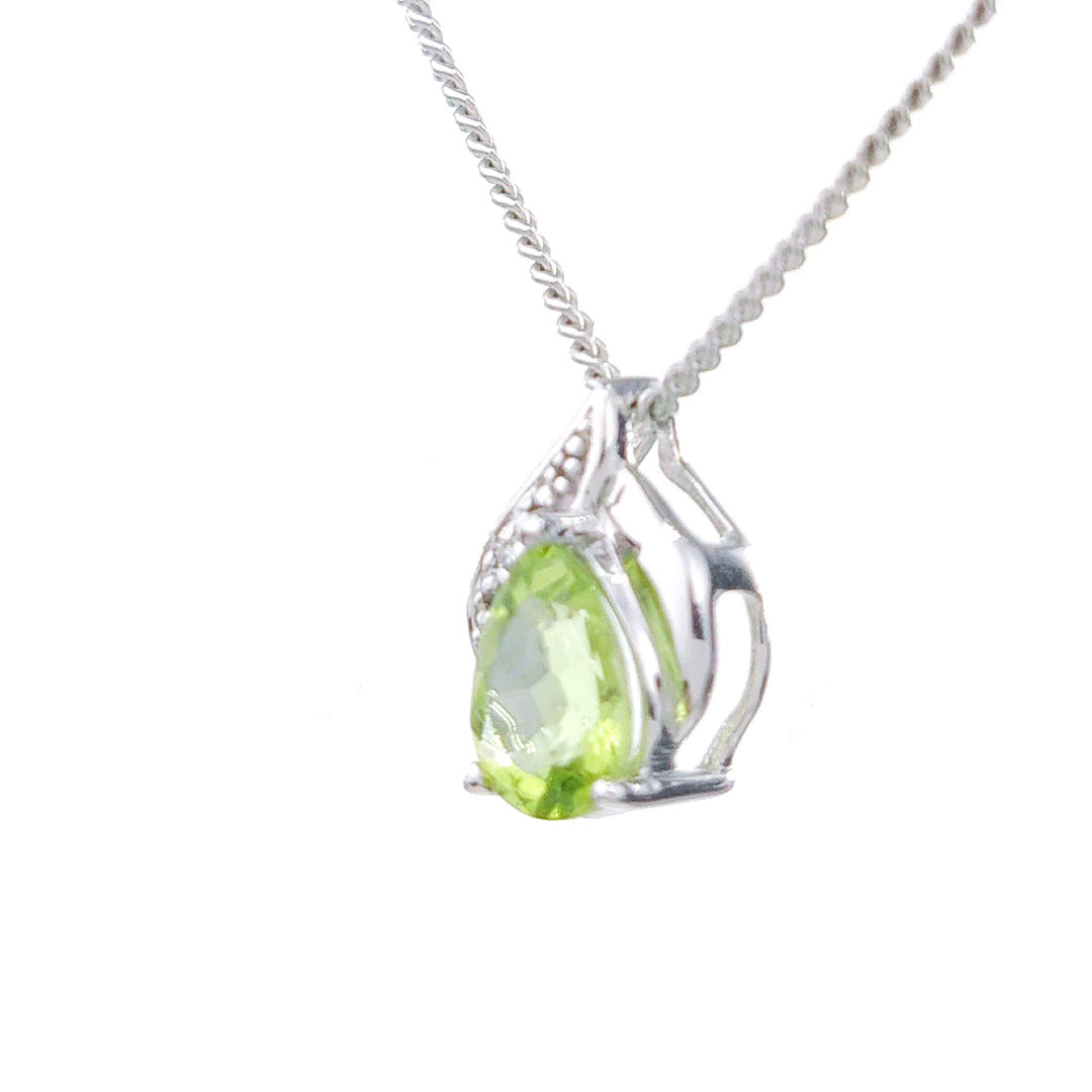 Peridot Necklace Diamond 1ct Pendant Sterling Silver