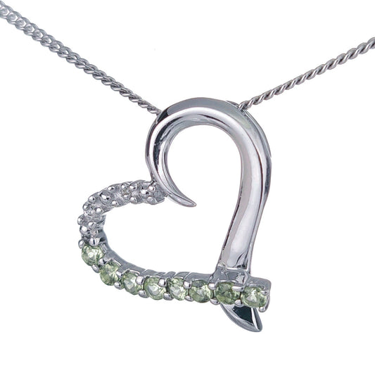 Peridot Heart Pendant Sterling Silver