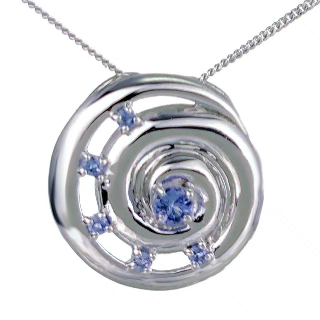 Tanzanite Necklace 0.54ct Ammonite Blue Pendant Sterling Silver