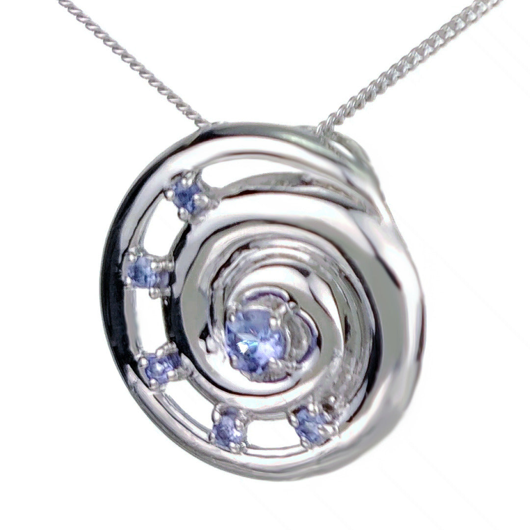 Tanzanite Necklace 0.54ct Ammonite Blue Pendant Sterling Silver