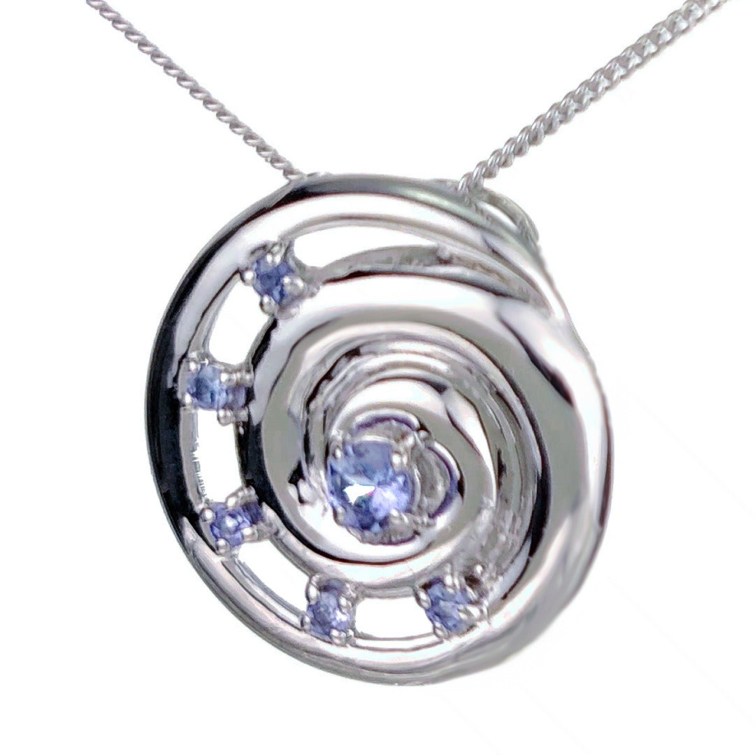 Tanzanite Necklace 0.54ct Ammonite Blue Pendant Sterling Silver