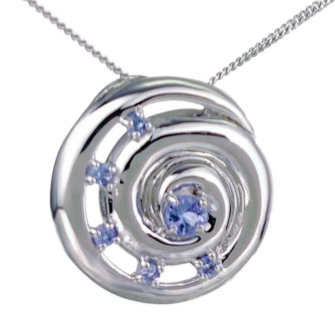 Tanzanite Necklace 0.54ct Ammonite Blue Pendant Sterling Silver