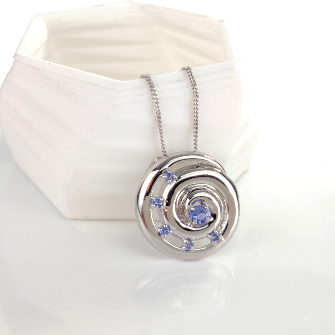 Tanzanite Necklace 0.54ct Ammonite Blue Pendant Sterling Silver