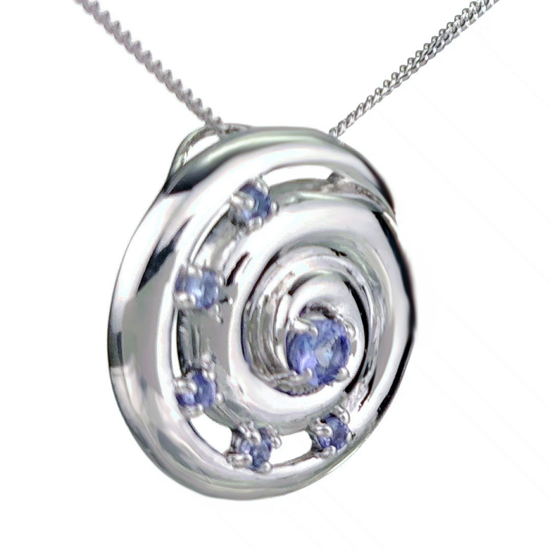 Tanzanite Necklace 0.54ct Ammonite Blue Pendant Sterling Silver