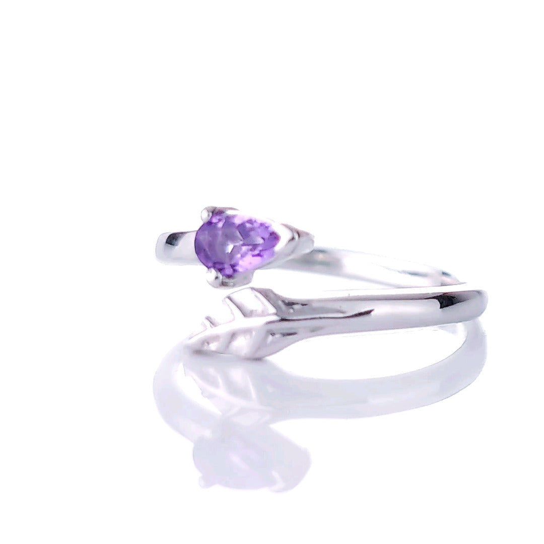 Sterling Silver Amethyst Ring  Size I-T Adjustable Purple Tree of life February Birthday