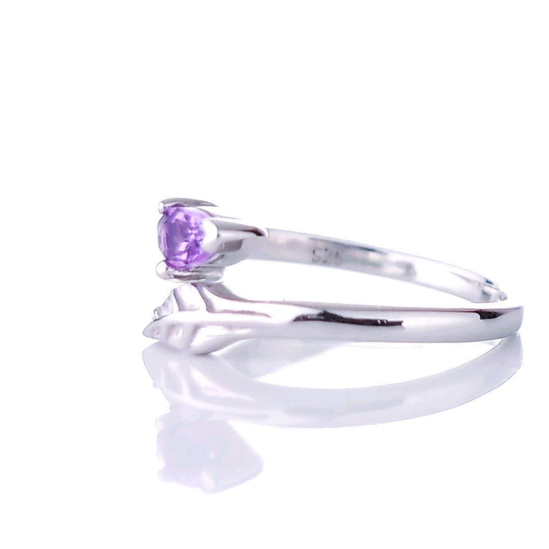 Sterling Silver Amethyst Ring  Size I-T Adjustable Purple Tree of life February Birthday