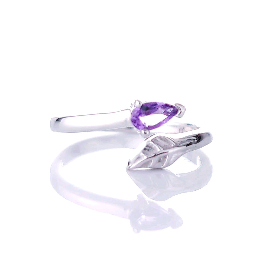 Sterling Silver Amethyst Ring  Size I-T Adjustable Purple Tree of life February Birthday