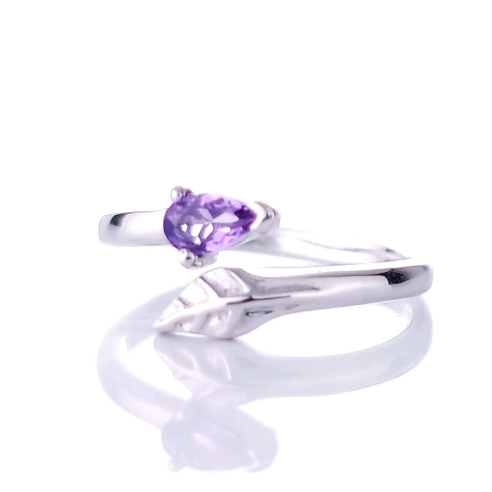 Sterling Silver Amethyst Ring  Size I-T Adjustable Purple Tree of life February Birthday