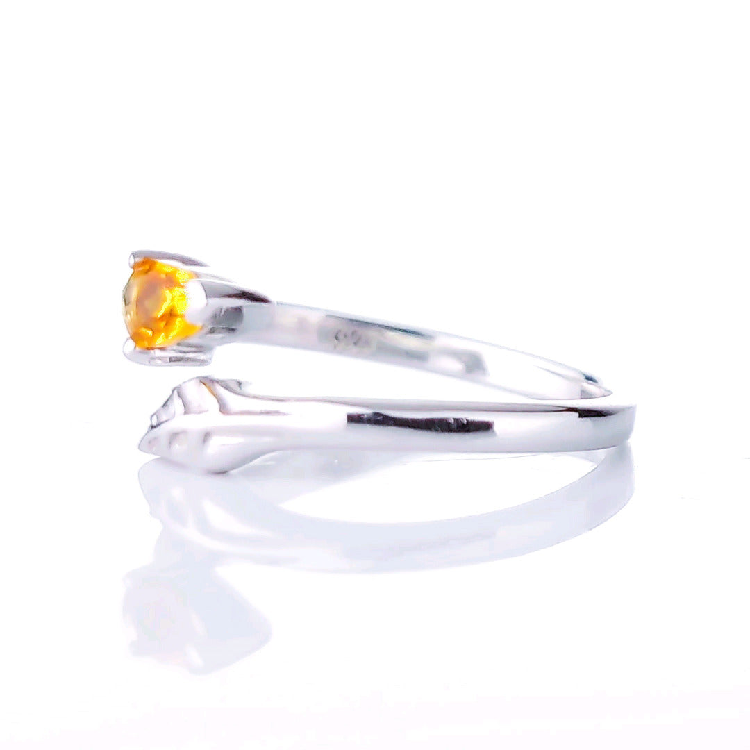 Sterling Silver Citrine Ring Size I-T Adjustable Yellow Tree of life November Birthstone