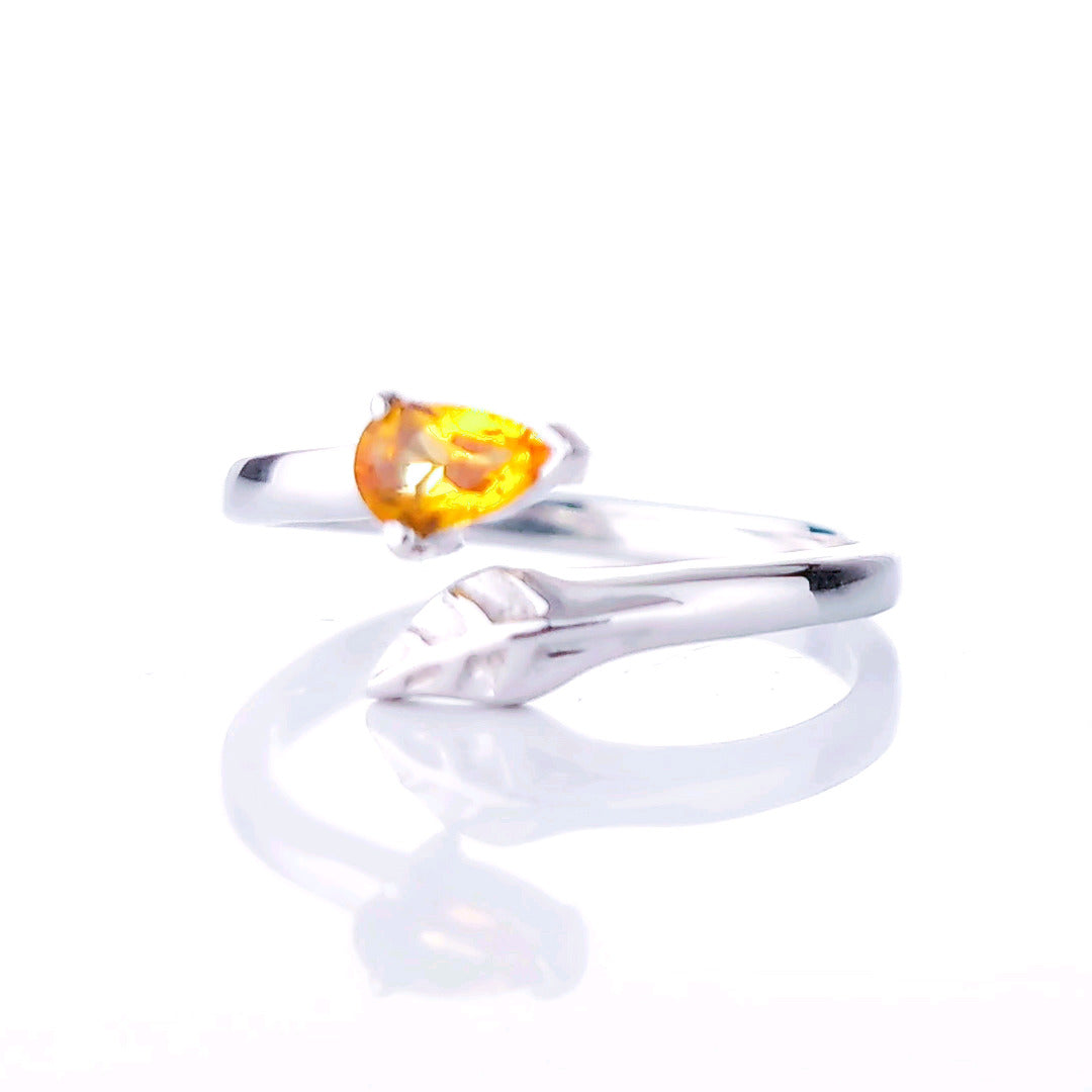 Sterling Silver Citrine Ring Size I-T Adjustable Yellow Tree of life November Birthstone