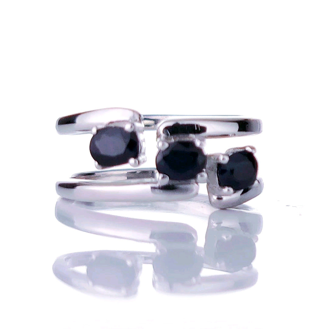 Sterling Silver Adjustable Trilogy Sapphire Ring