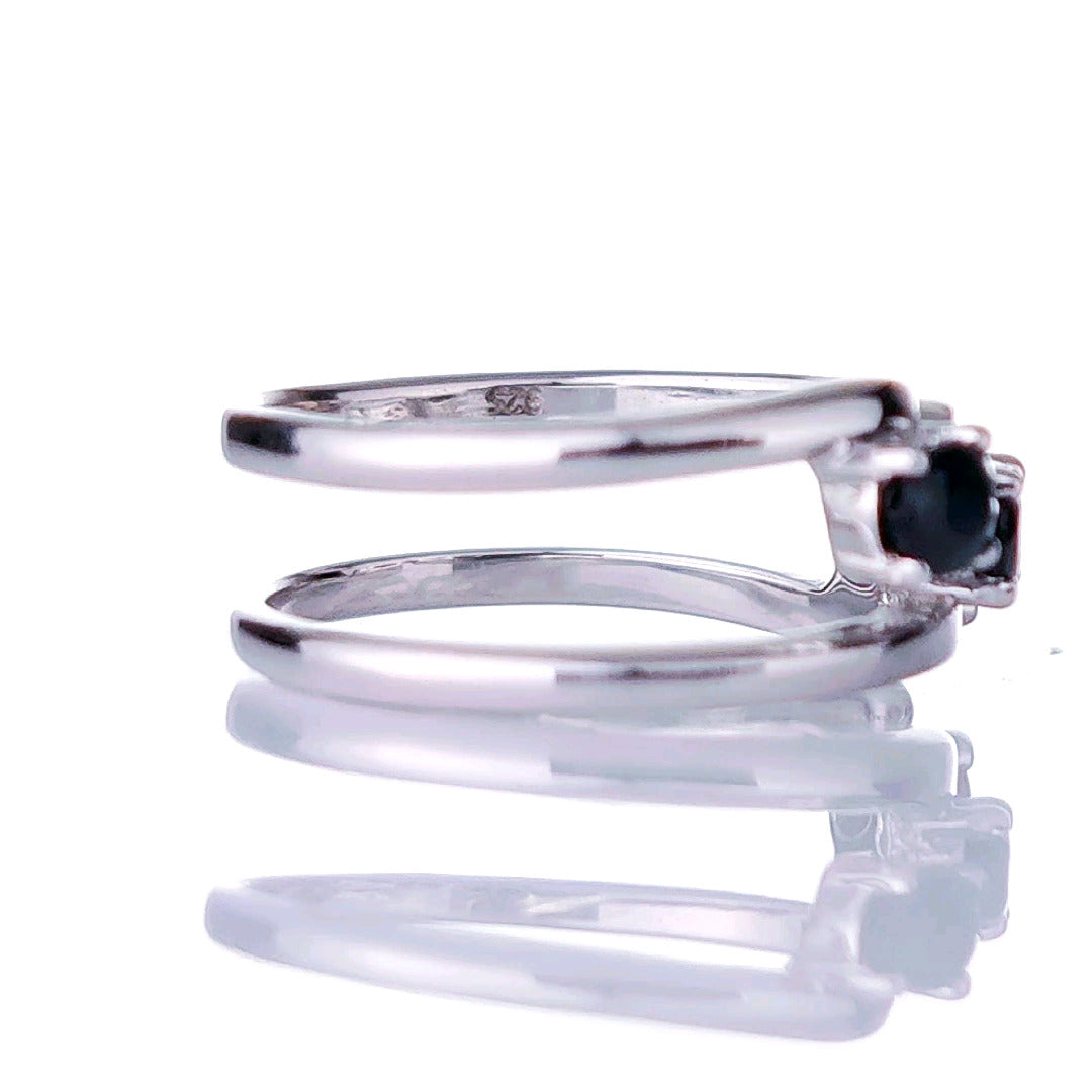 Sterling Silver Adjustable Trilogy Sapphire Ring