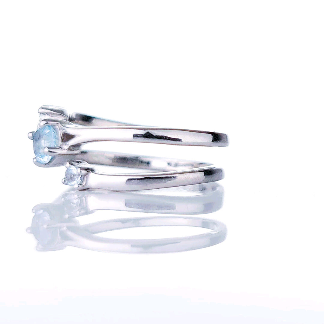 Sterling Silver Topaz Ring  Size J-S Adjustable Blue December Birthday