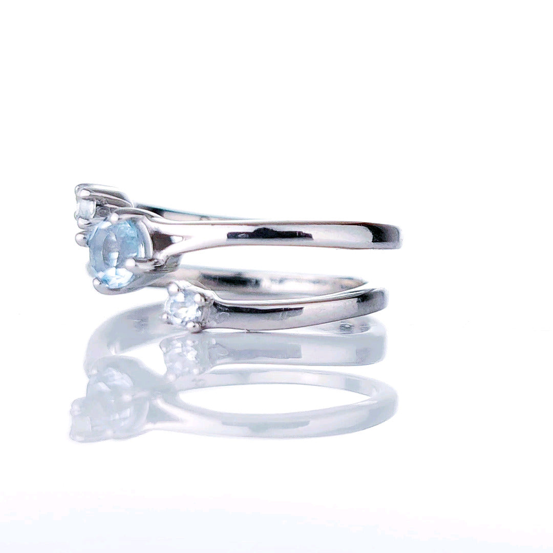 Sterling Silver Topaz Ring  Size J-S Adjustable Blue December Birthday