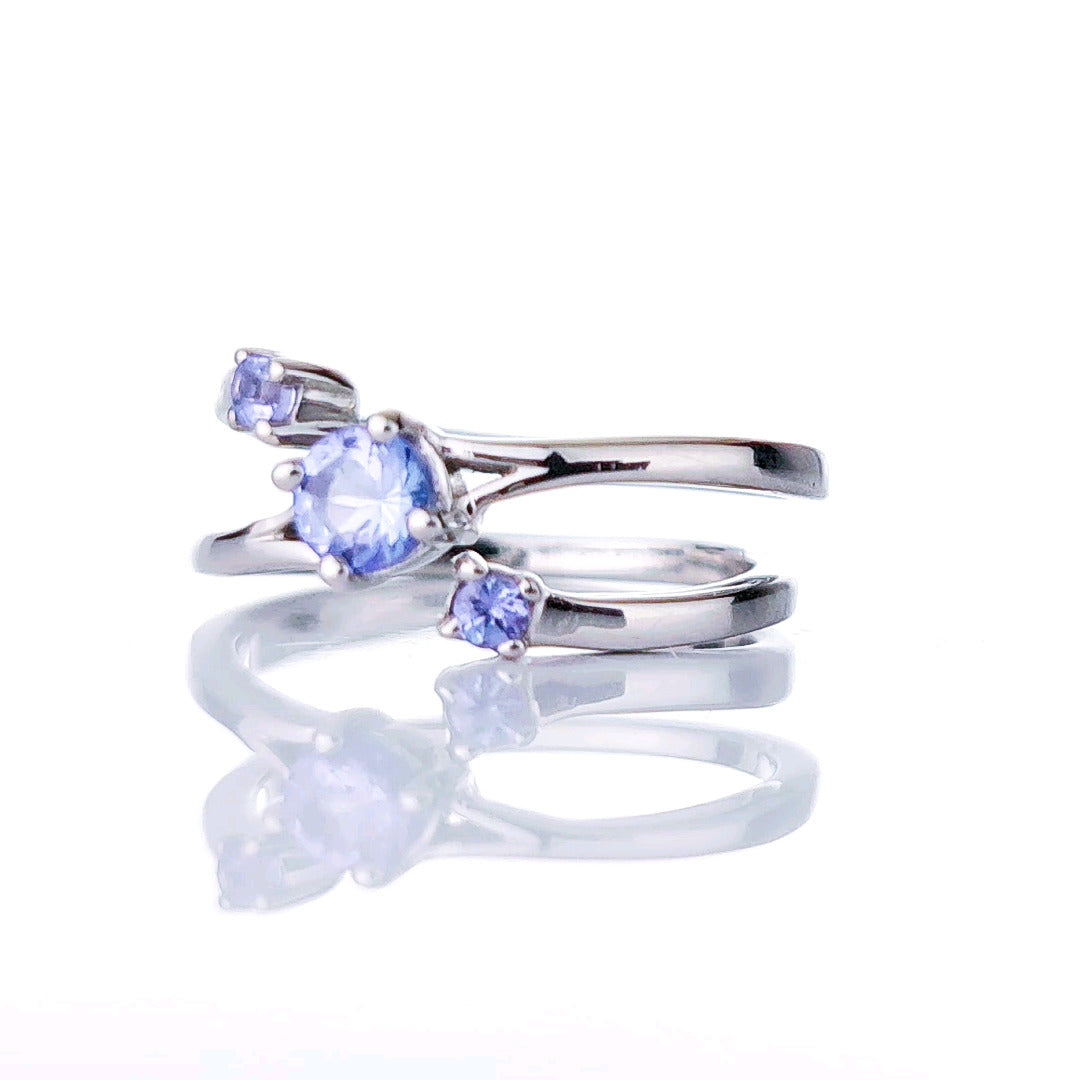 Sterling Silver Tanzanite Ring  Size I-S Adjustable Blue December Birthday