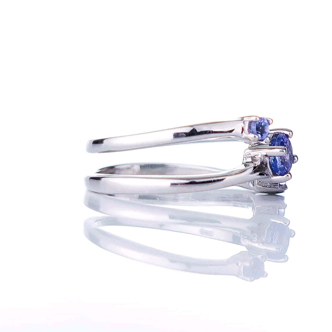 Sterling Silver Tanzanite Ring  Size I-S Adjustable Blue December Birthday