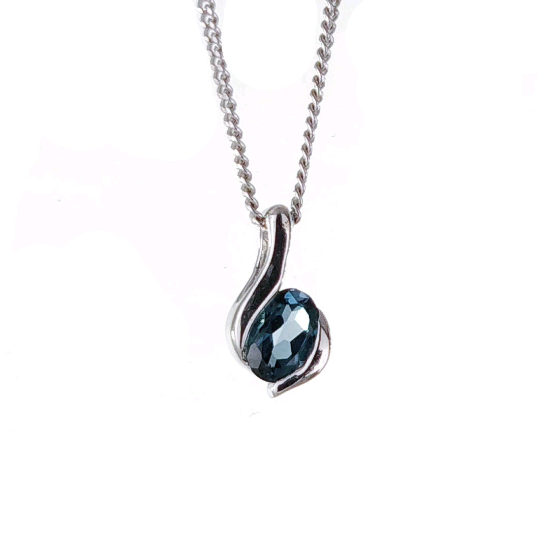 Sterling Silver Pendant London Blue Topaz Oval December Birthstone