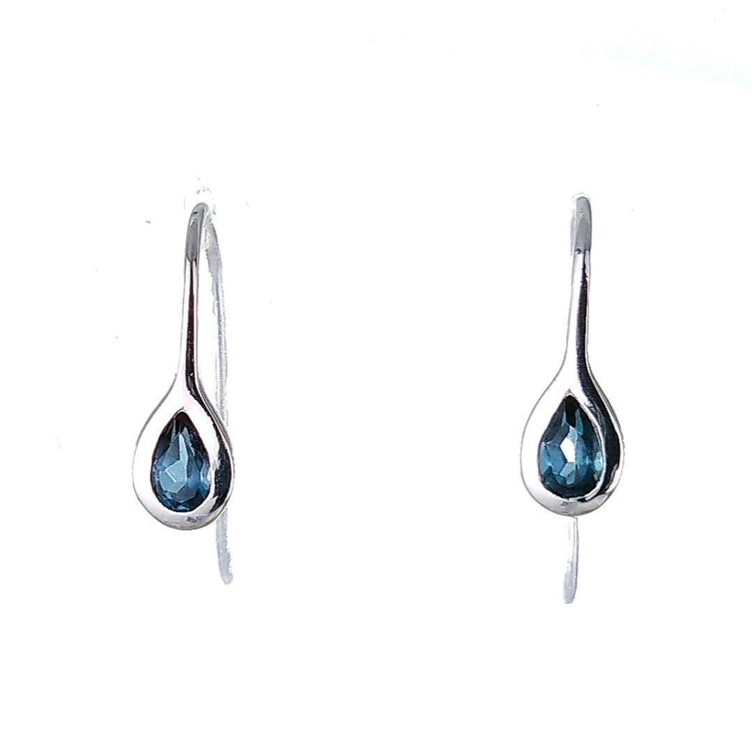 Sterling Silver Dangle Earrings London Blue Topaz December Birthstone