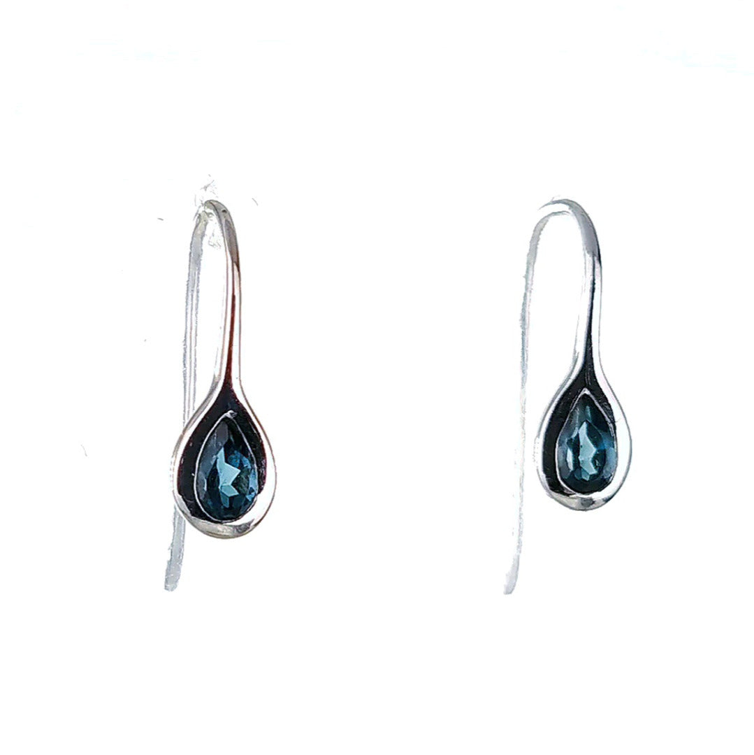 Sterling Silver Dangle Earrings London Blue Topaz December Birthstone