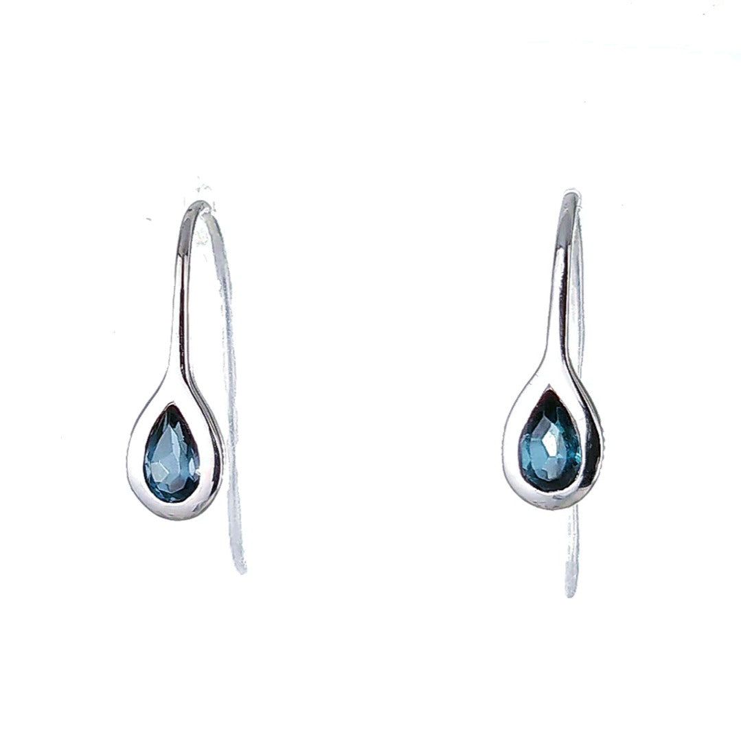 Sterling Silver Dangle Earrings London Blue Topaz December Birthstone