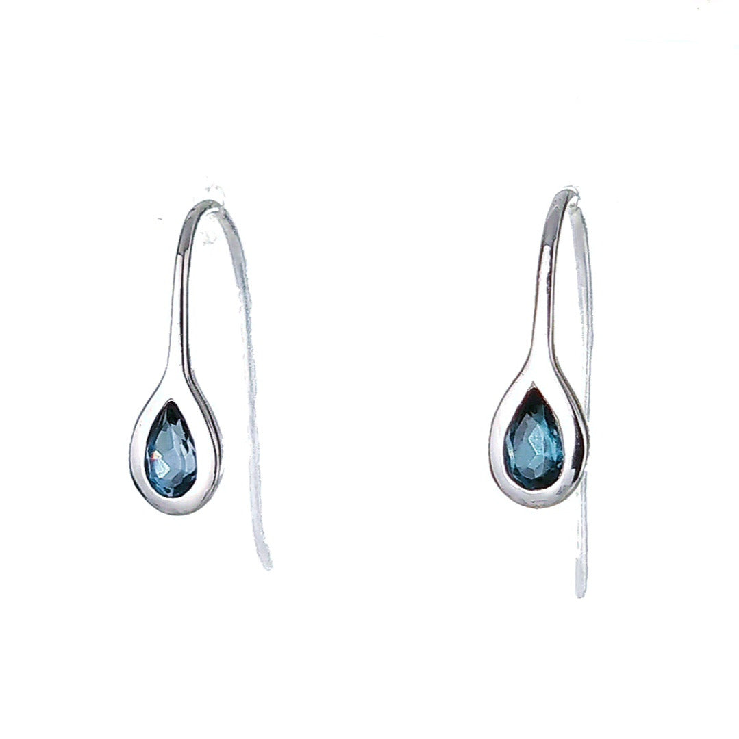 Sterling Silver Dangle Earrings London Blue Topaz December Birthstone