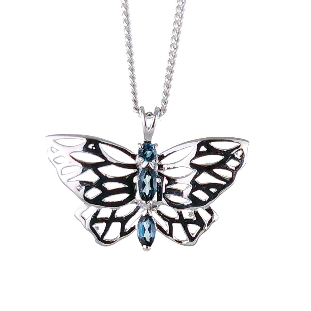 Butterfly Necklace London Blue Topaz