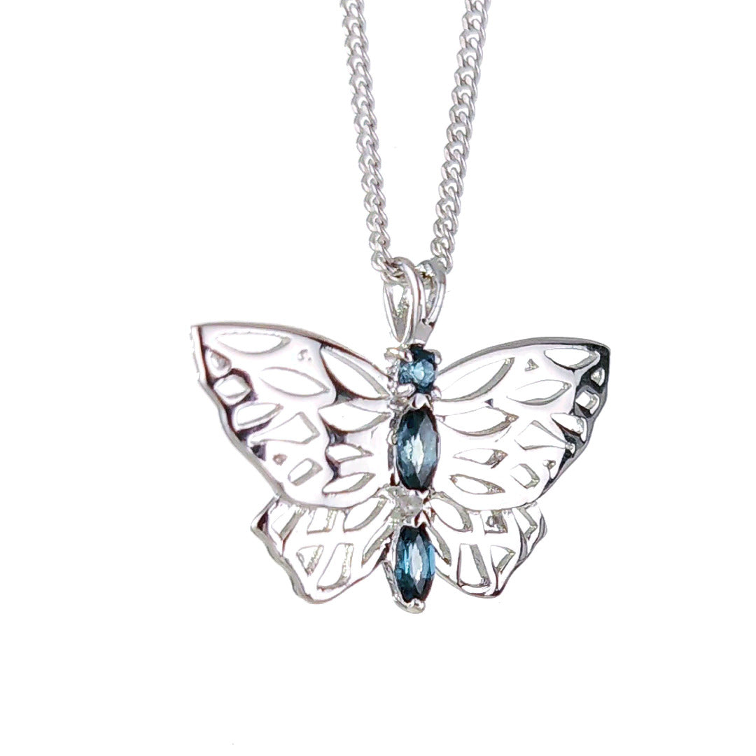 Butterfly Necklace London Blue Topaz