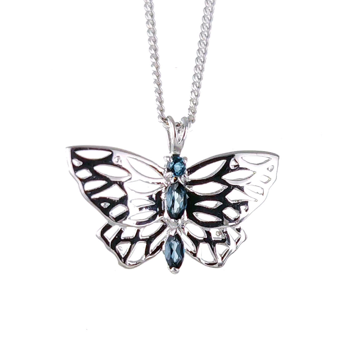 Butterfly Necklace London Blue Topaz