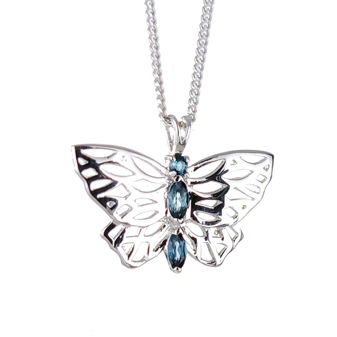 Butterfly Necklace London Blue Topaz