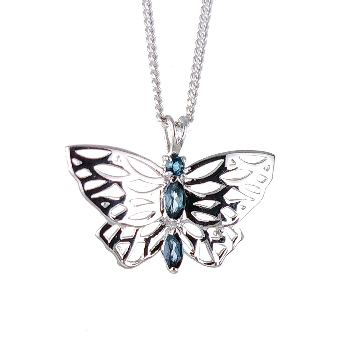 Butterfly Necklace London Blue Topaz