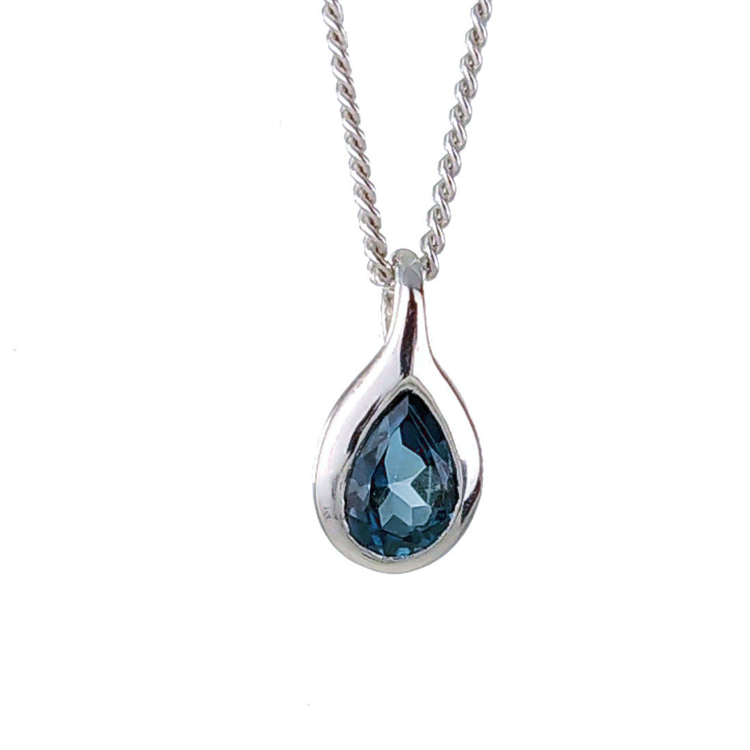 London Blue Topaz Necklace Sterling Silver December Birthstone Personalised Gift