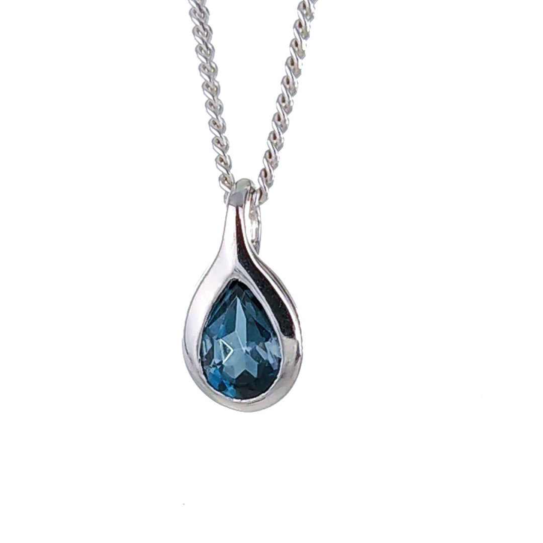 London Blue Topaz Necklace Sterling Silver December Birthstone Personalised Gift