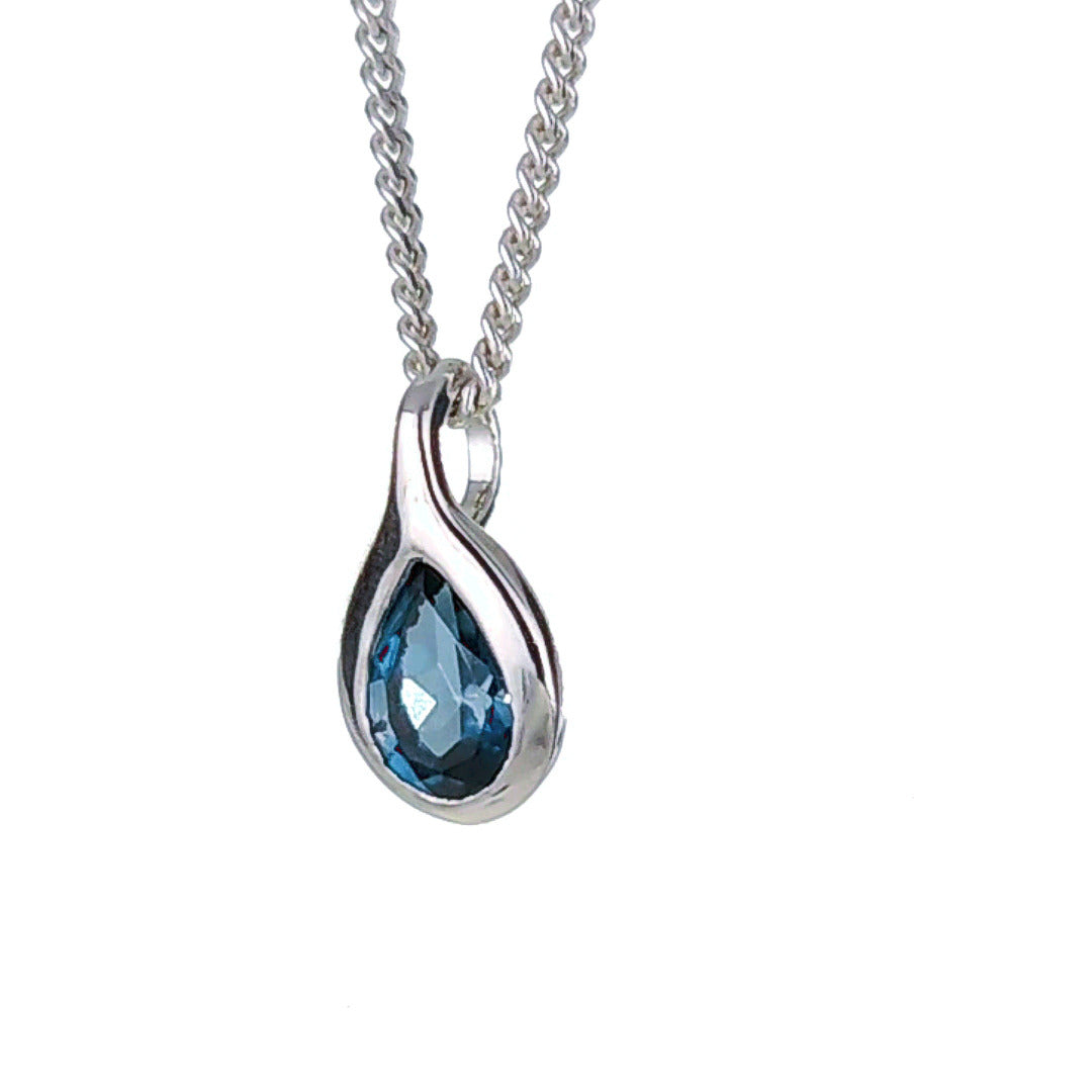 London Blue Topaz Necklace Sterling Silver December Birthstone Personalised Gift