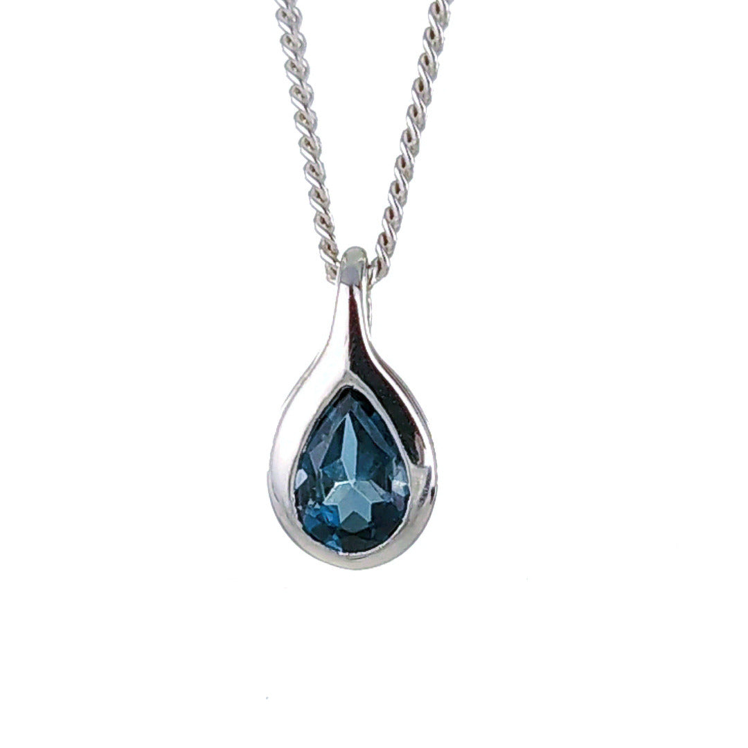 London Blue Topaz Necklace Sterling Silver December Birthstone Personalised Gift