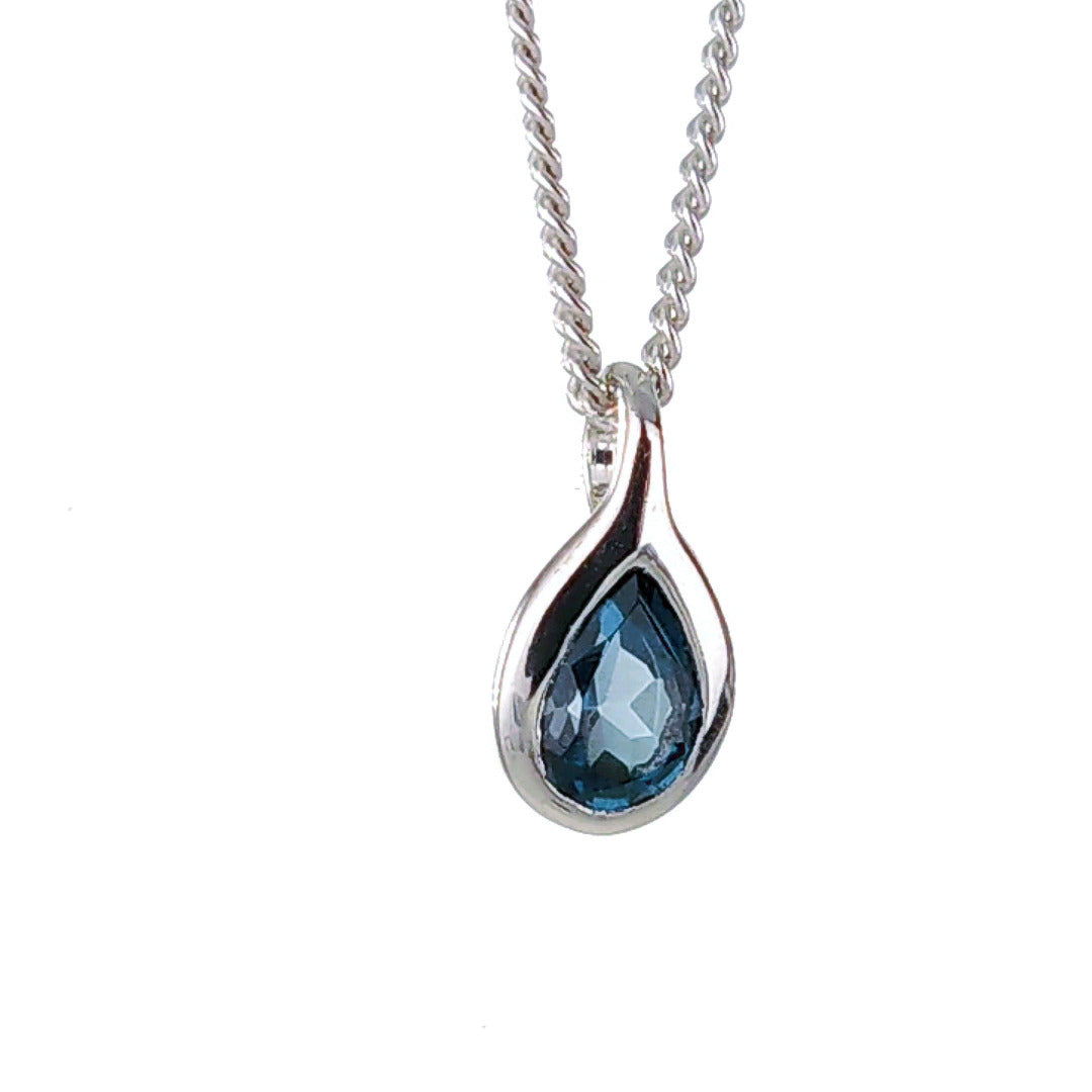 London Blue Topaz Necklace Sterling Silver December Birthstone Personalised Gift