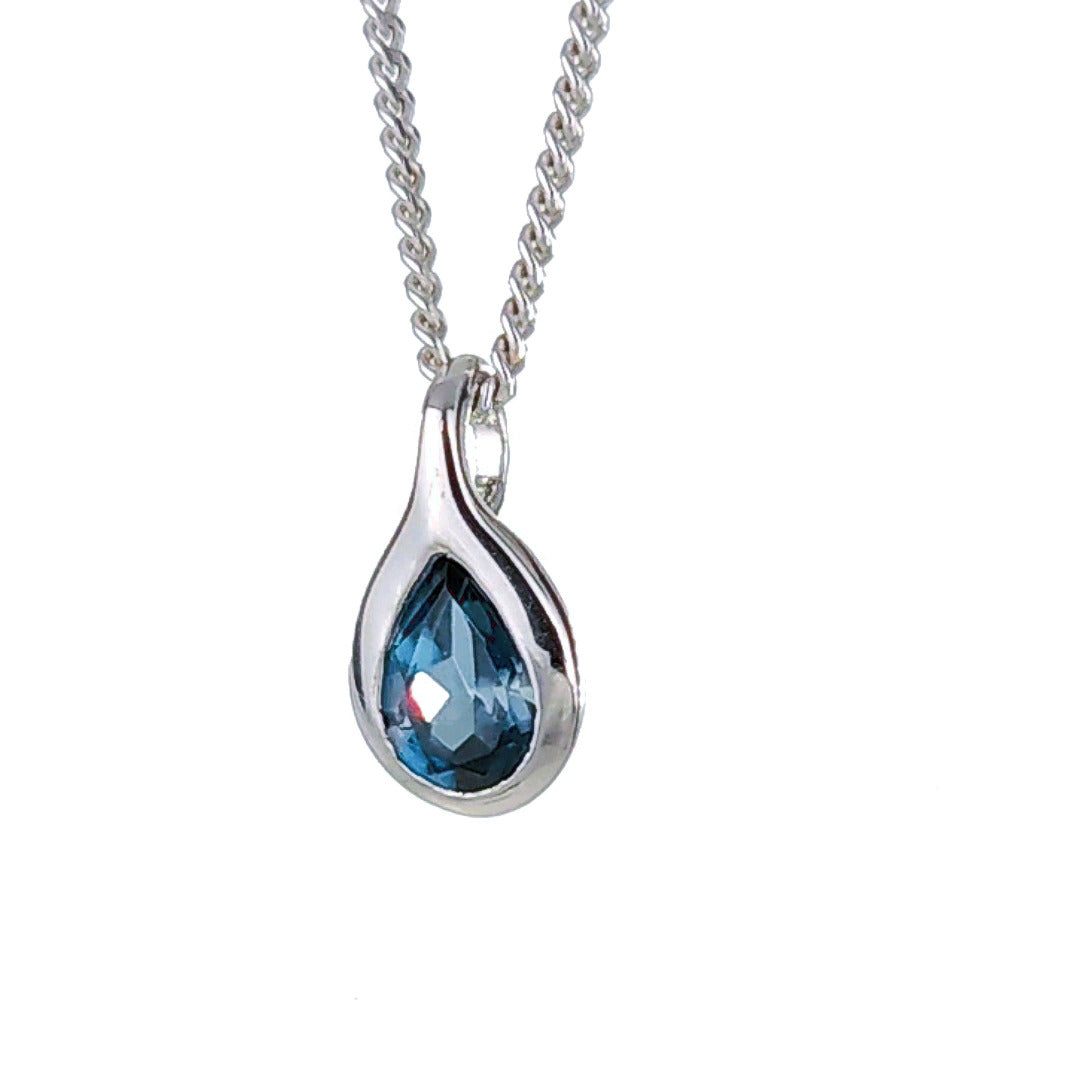 London Blue Topaz Necklace Sterling Silver December Birthstone Personalised Gift