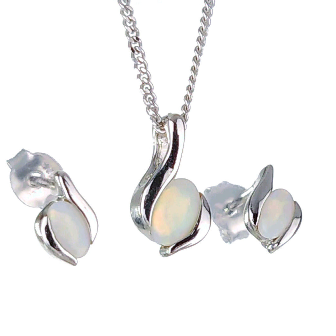 Opal Necklace and Earrings Set