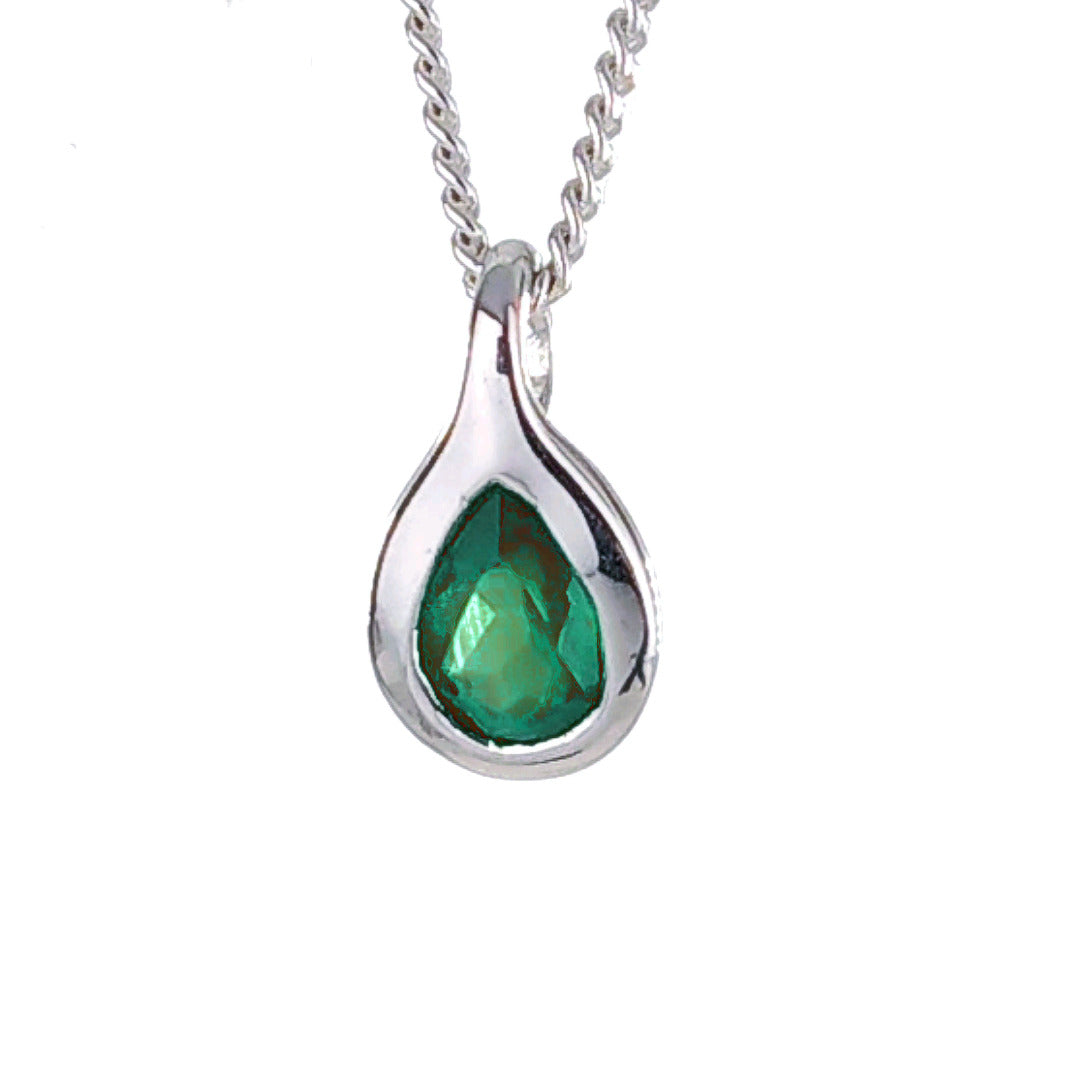 Onyx Green Necklace Pear Pendant Sterling Silver May Birthstone