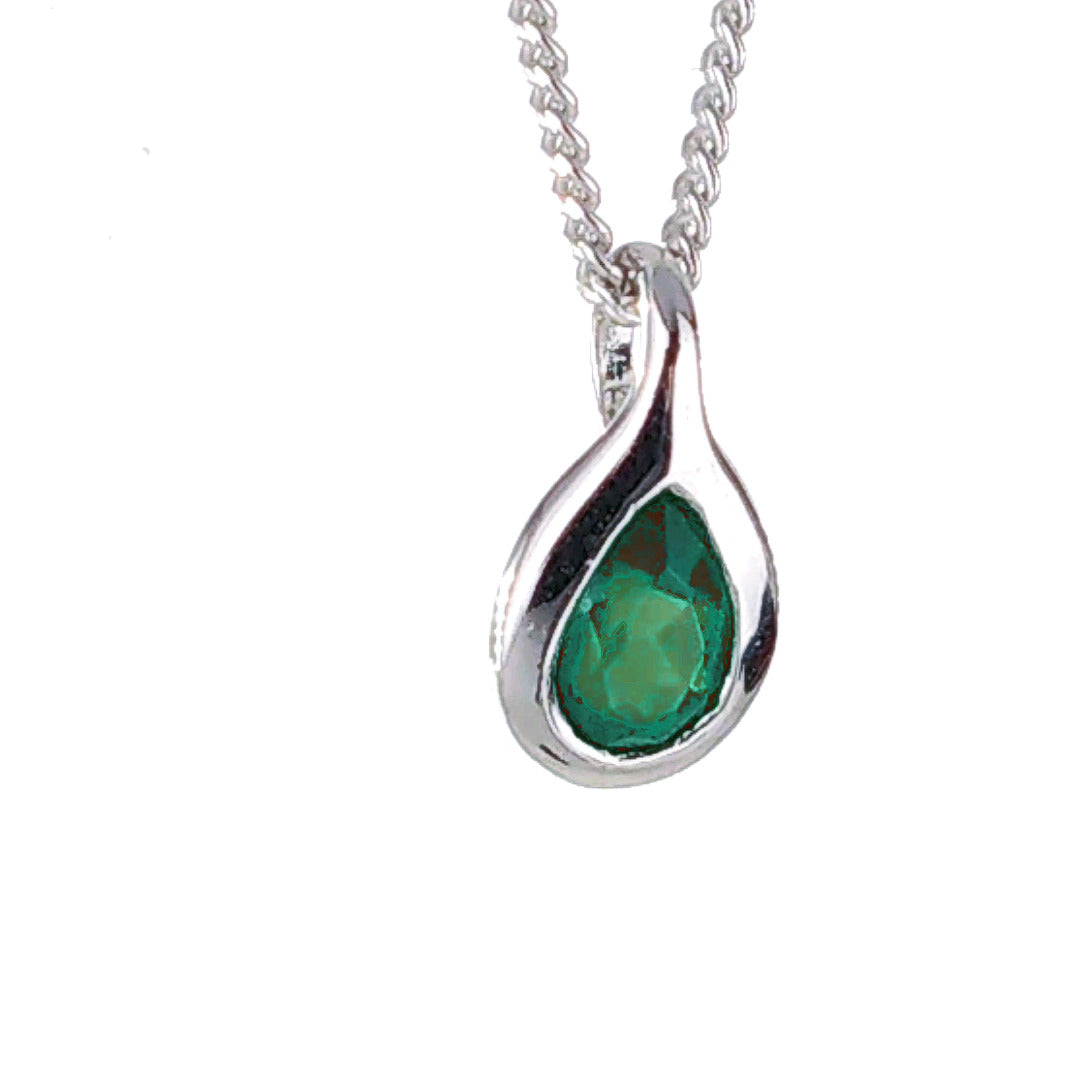 Onyx Green Necklace Pear Pendant Sterling Silver May Birthstone