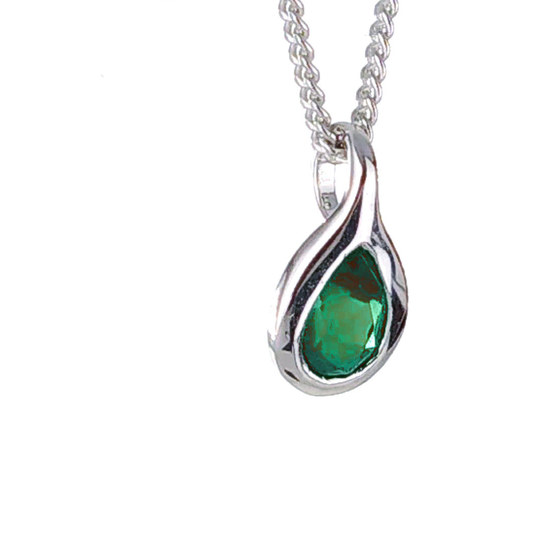 Onyx Green Necklace Pear Pendant Sterling Silver May Birthstone