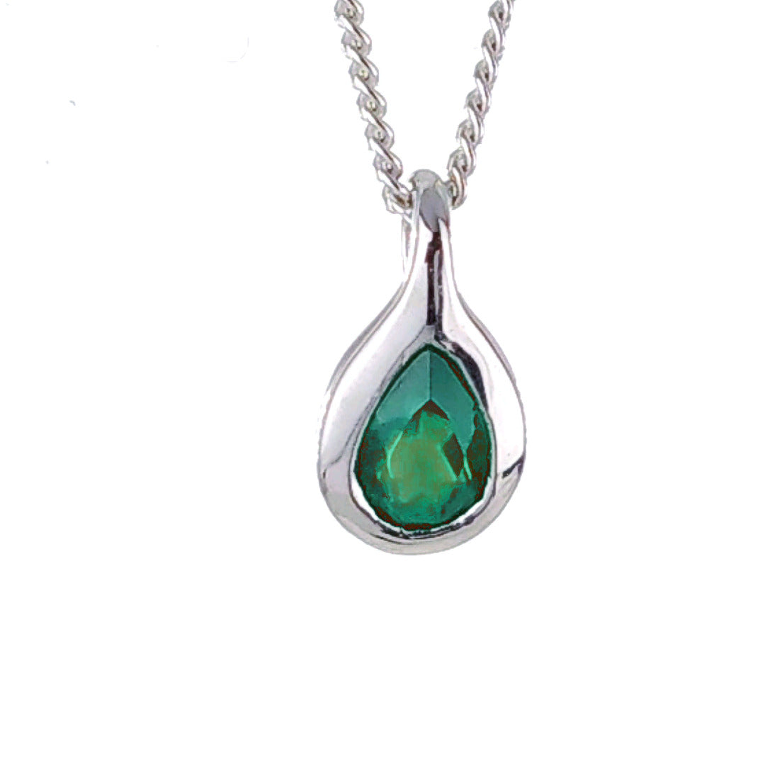 Onyx Green Necklace Pear Pendant Sterling Silver May Birthstone