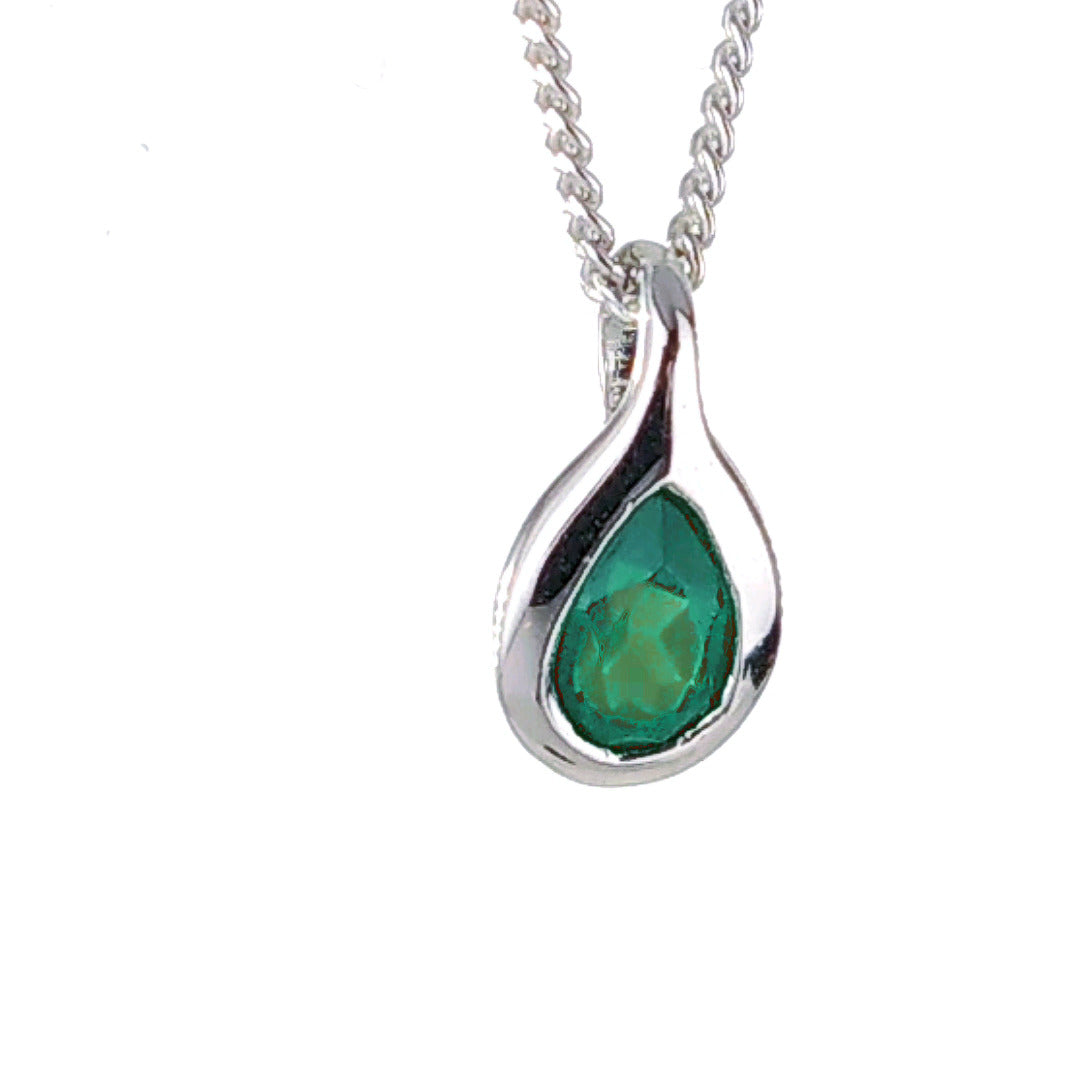 Onyx Green Necklace Pear Pendant Sterling Silver May Birthstone